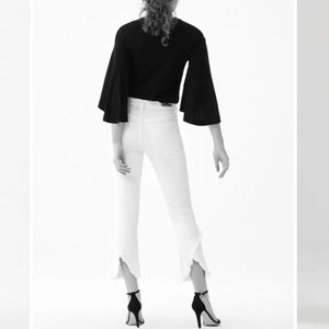 Citizens of humanity white Drew fray flare jeans.